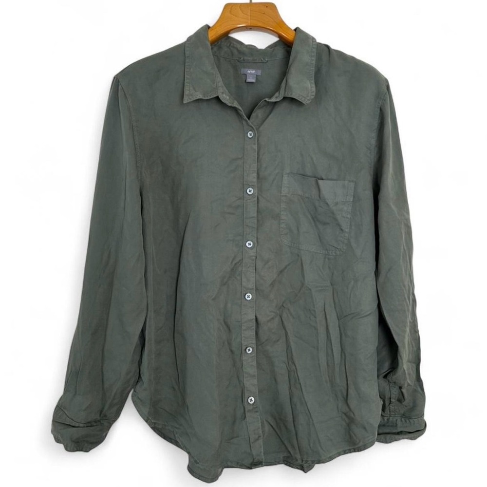 Aerie olive green silky flowy button down